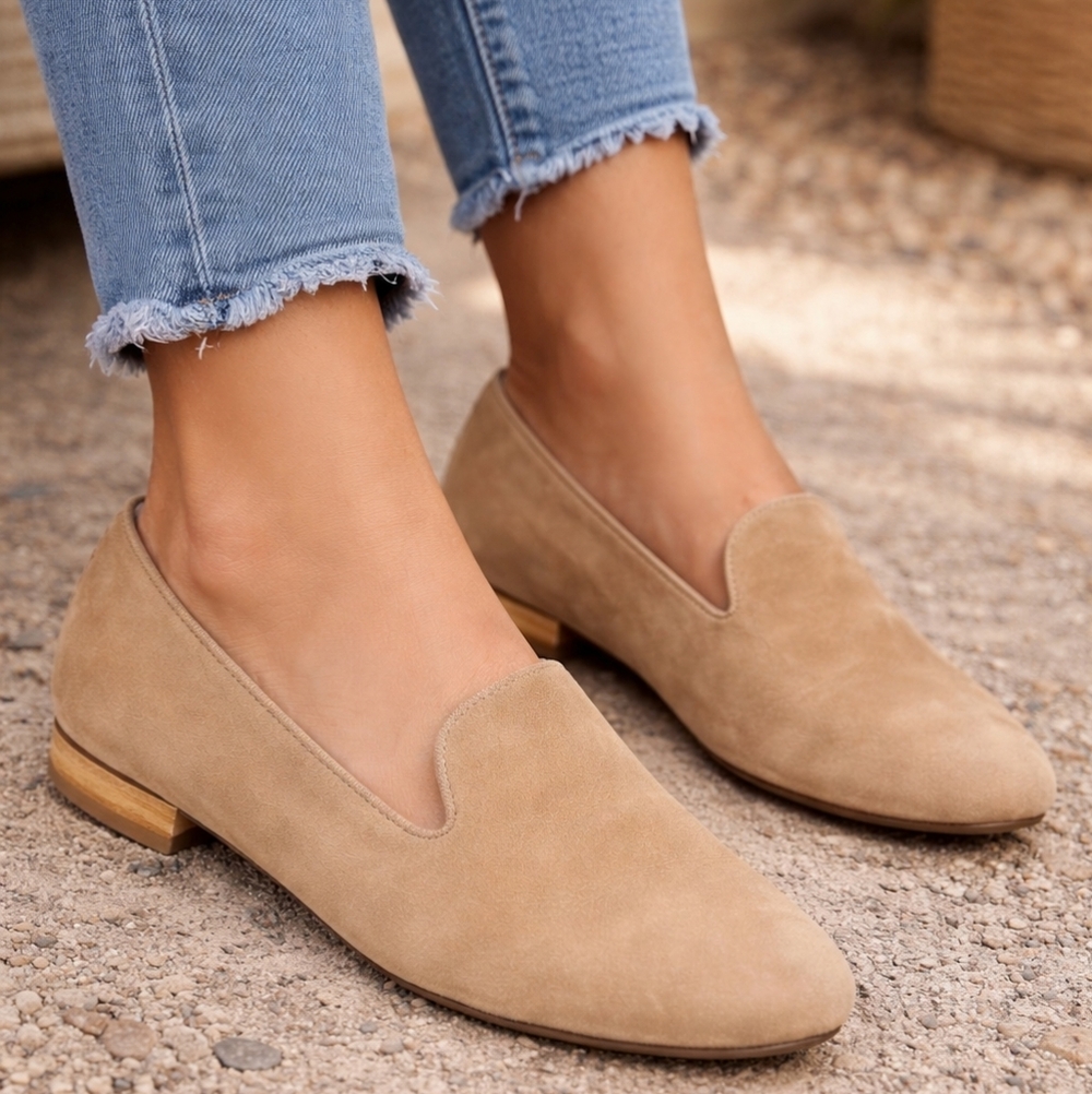 Gravitypope Suede Leather Loafers Size 41 Tan Minimalist Slip On Flats